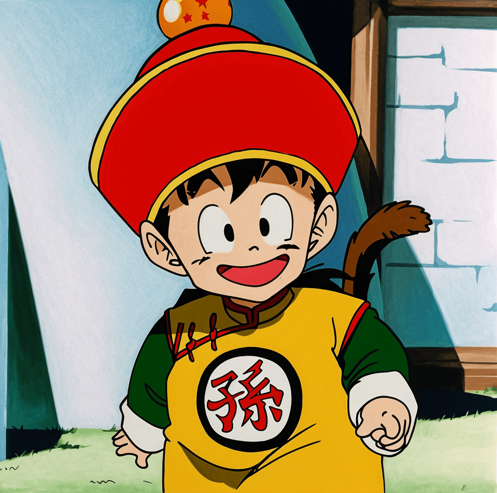 A Young Goku (from Dragon Ball) wearing his Crane School uniform